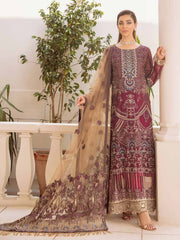Ramsha Chevron Vol-04 Luxury Chiffon Unstitched 3pc Suit A-401 - FaisalFabrics.pk