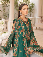 Ramsha Chevron Vol-04 Luxury Chiffon Unstitched 3pc Suit A-409 - FaisalFabrics.pk