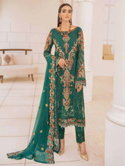 Ramsha Chevron Vol-04 Luxury Chiffon Unstitched 3pc Suit A-409 - FaisalFabrics.pk