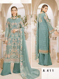 Ramsha Chevron Vol-04 Luxury Chiffon Unstitched 3pc Suit A-411 - FaisalFabrics.pk