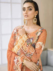 Ramsha Chevron Vol-04 Luxury Chiffon Unstitched 3pc Suit A-412 - FaisalFabrics.pk