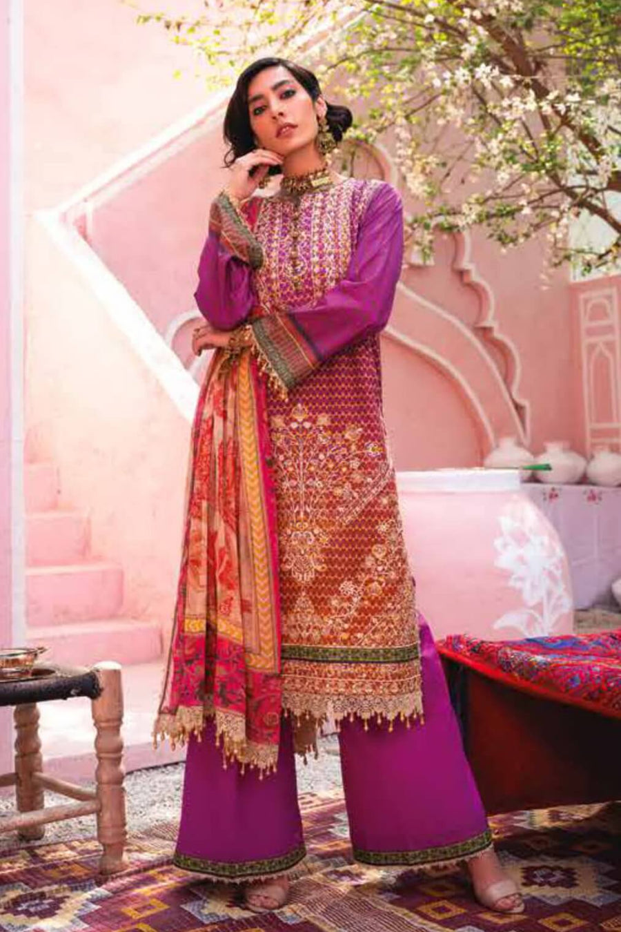 Rang Rasiya Florence Lawn Vol-02 Unstitched 3 Piece Suit Raga FL-07 - FaisalFabrics.pk
