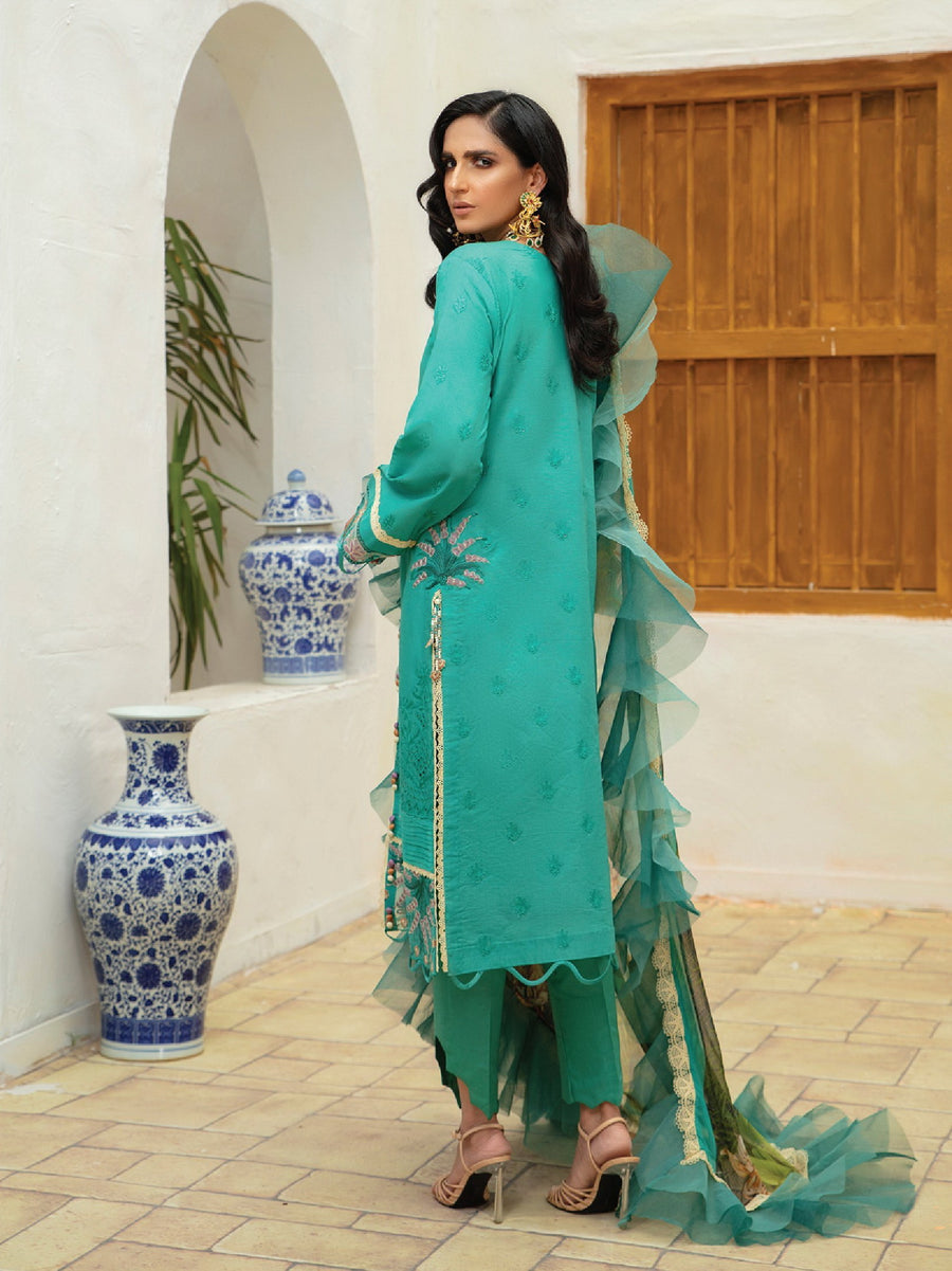 Roheenaz Embroidered Lawn Unstitched 3Pc Suit RNZ-04A Forest Dream