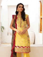 Roheenaz Embroidered Lawn Unstitched 3Pc Suit RNZ-05B Golden Spice