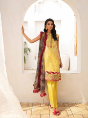 Roheenaz Embroidered Lawn Unstitched 3Pc Suit RNZ-05B Golden Spice