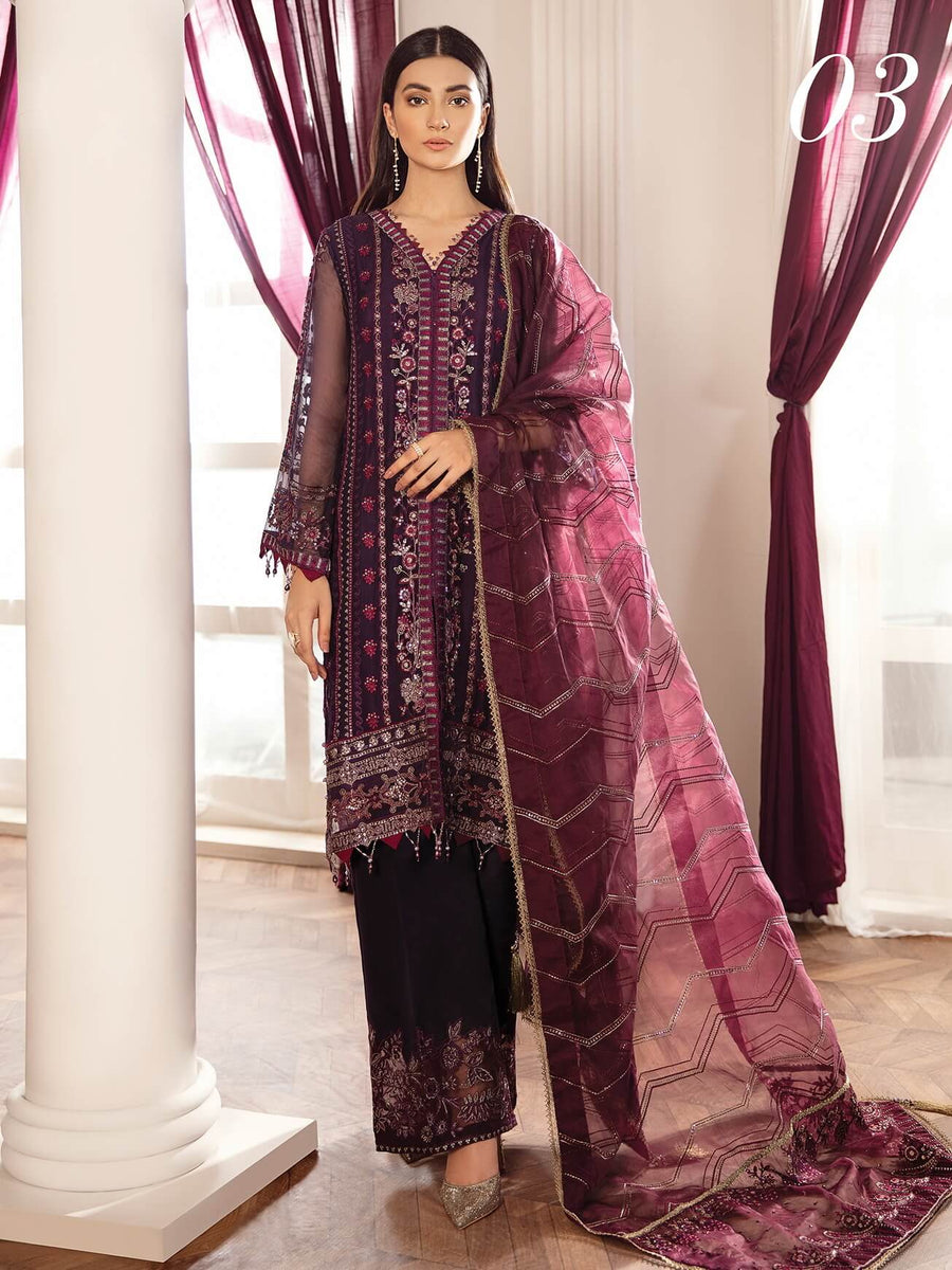 XENIA Formals Rohtas Wedding Edition Embroidered 3pc Suit R-03 Zeneria - FaisalFabrics.pk