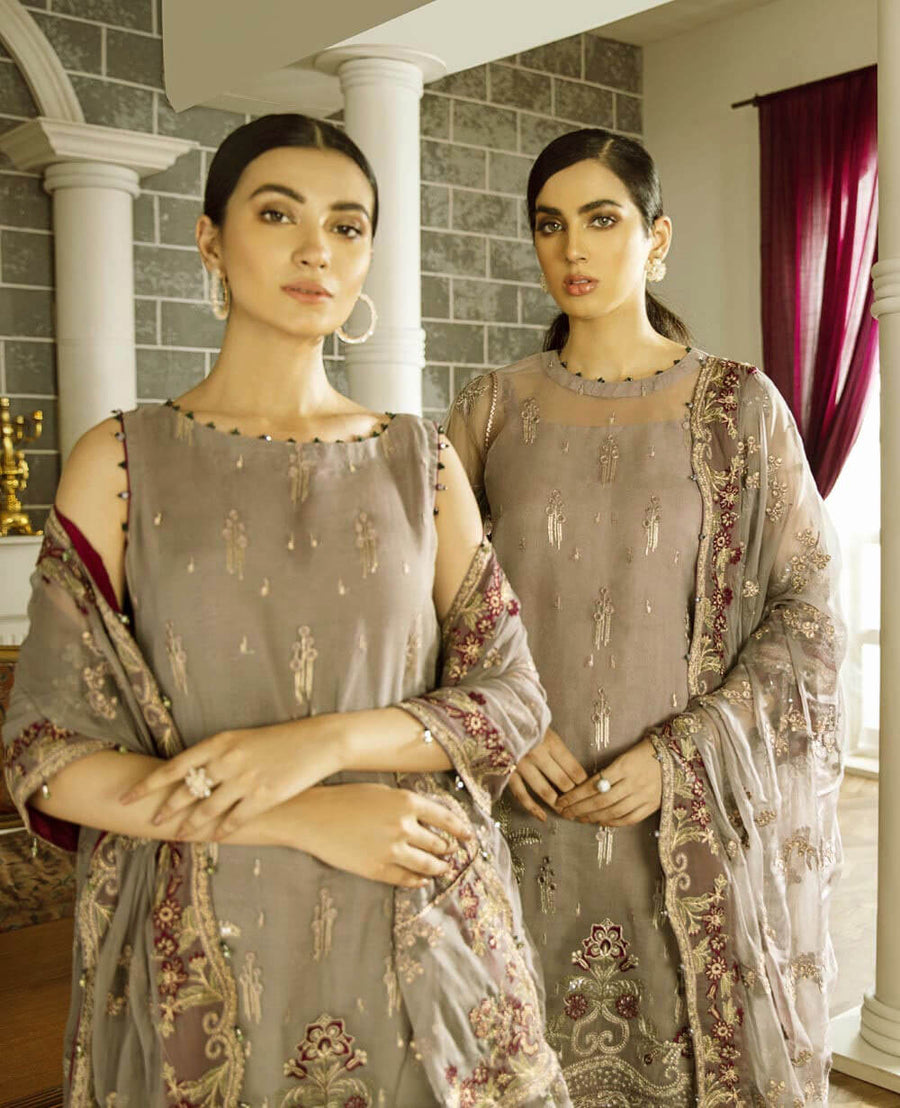 XENIA Formals Rohtas Wedding Edition Embroidered 3pc Suit R-08 Azul - FaisalFabrics.pk