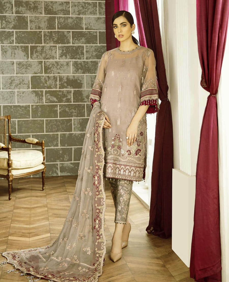 XENIA Formals Rohtas Wedding Edition Embroidered 3pc Suit R-08 Azul - FaisalFabrics.pk