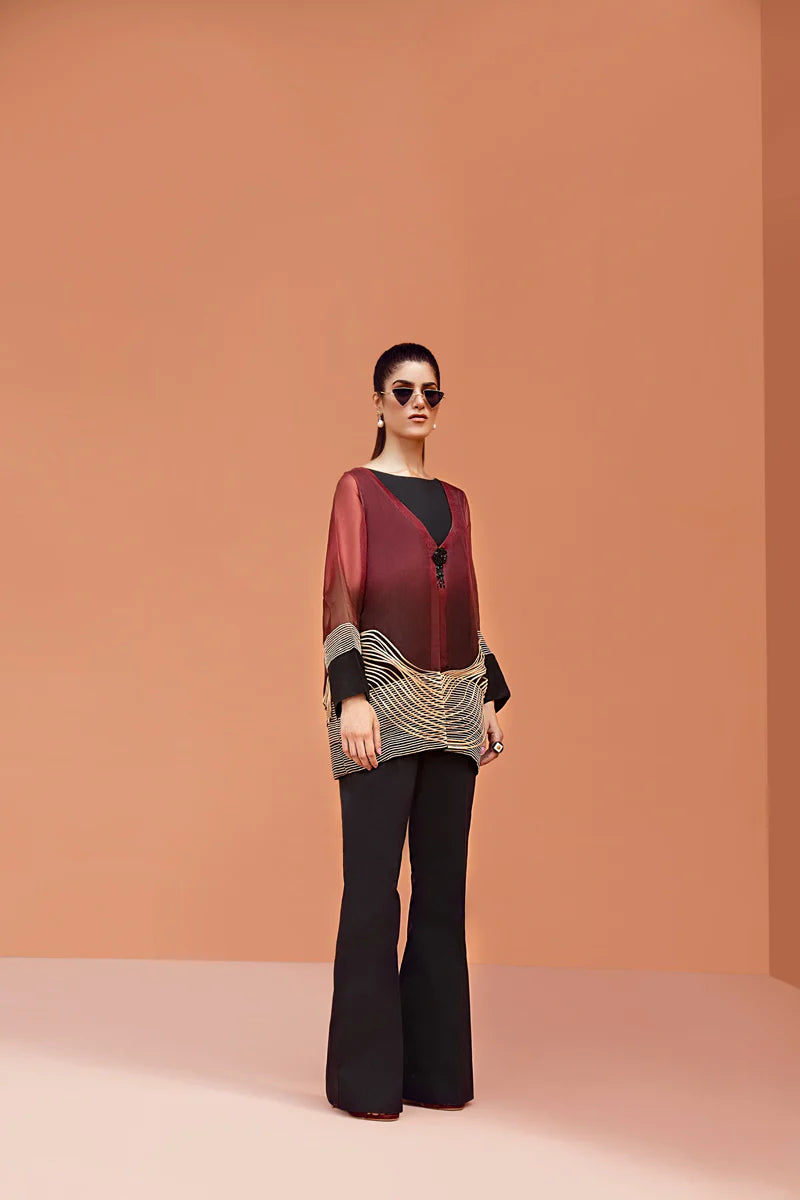 Maria Osama Khan Ethereal Basic Pret 2Pc Suit - ROSE WOOD