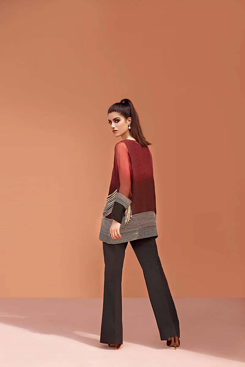 Maria Osama Khan Ethereal Basic Pret 2Pc Suit - ROSE WOOD