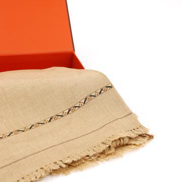 Dynasty Mens Pure Wool Super Fine Shawl Full Size - Royal Beige - FaisalFabrics.pk