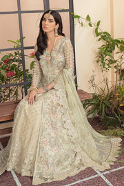 Serene Soiree Premium Formal Wedding Unstitched 3Pc Suit S-1031 OLIVE MOSS - FaisalFabrics.pk