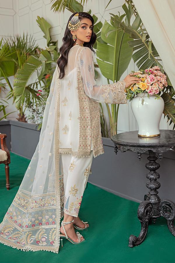 Serene Soiree Premium Formal Wedding Unstitched 3Pc Suit S-1032 PEARLY EVE - FaisalFabrics.pk