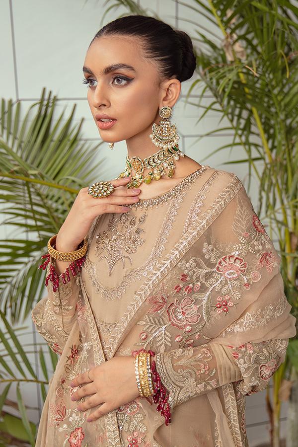 Serene Soiree Premium Formal Wedding Unstitched 3Pc Suit S-1036 SANDCASTLE - FaisalFabrics.pk