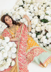 Serene Premium Embroidered Fleur 3Pc Chiffon Suit S-1063 MARIGOLD