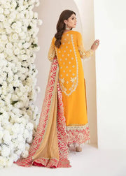 Serene Premium Embroidered Fleur 3Pc Chiffon Suit S-1063 MARIGOLD