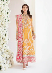 Serene Premium Embroidered Fleur 3Pc Chiffon Suit S-1063 MARIGOLD
