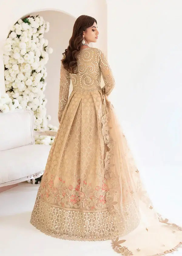 Serene Premium Embroidered Fleur 3Pc Net Suit S-1064 GOLD ORCHID