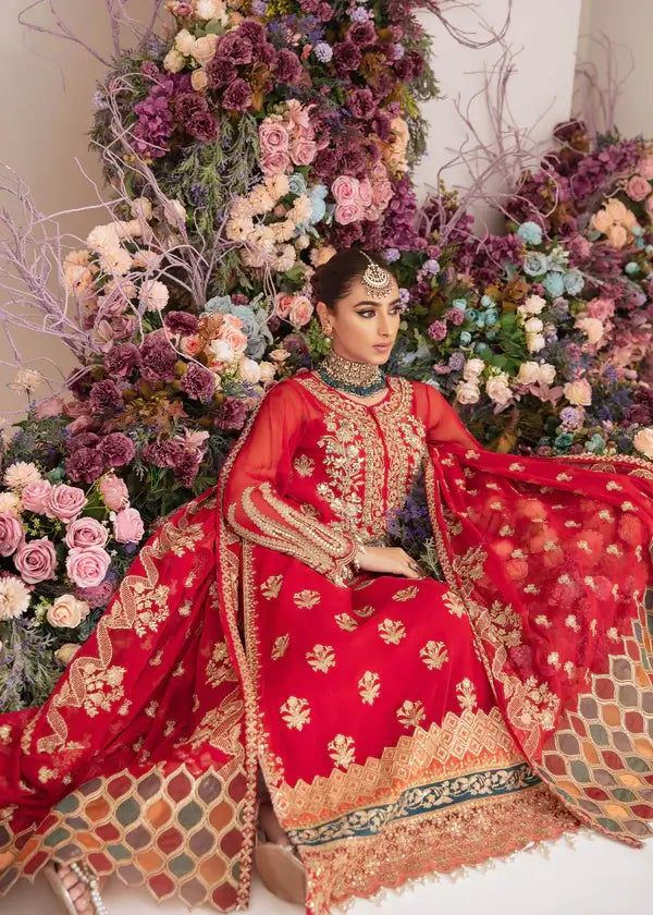 Serene Premium Embroidered Fleur 3Pc Chiffon Suit S-1069 CAMELLIA