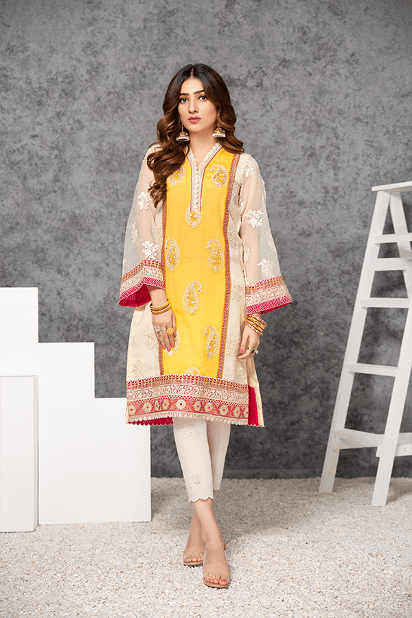 Serene Pret Formal Embroidered 1 Piece Shirt - S.P 16 Breezy Yellow - FaisalFabrics.pk