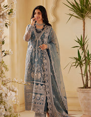 SIFA Sajli Festive Formal Unstitched Embroidered 3Pc Suit S03 - ICE SAGE