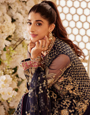 SIFA Sajli Festive Formal Unstitched Embroidered 3Pc Suit S05 - BLUE JADE