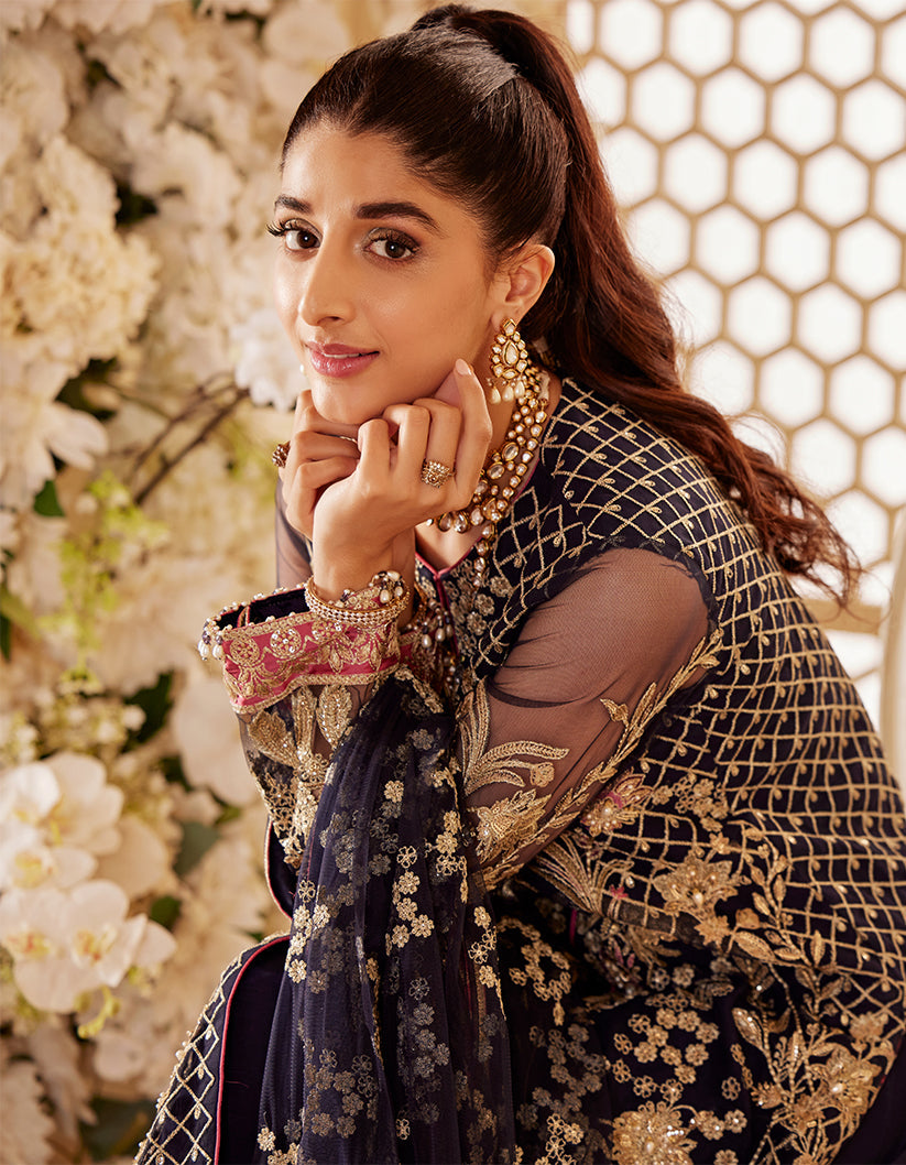 SIFA Sajli Festive Formal Unstitched Embroidered 3Pc Suit S05 - BLUE JADE