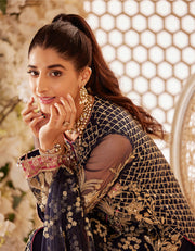 SIFA Sajli Festive Formal Unstitched Embroidered 3Pc Suit S05 - BLUE JADE