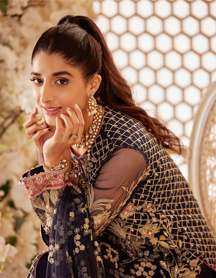 SIFA Sajli Festive Formal Unstitched Embroidered 3Pc Suit S05 - BLUE JADE