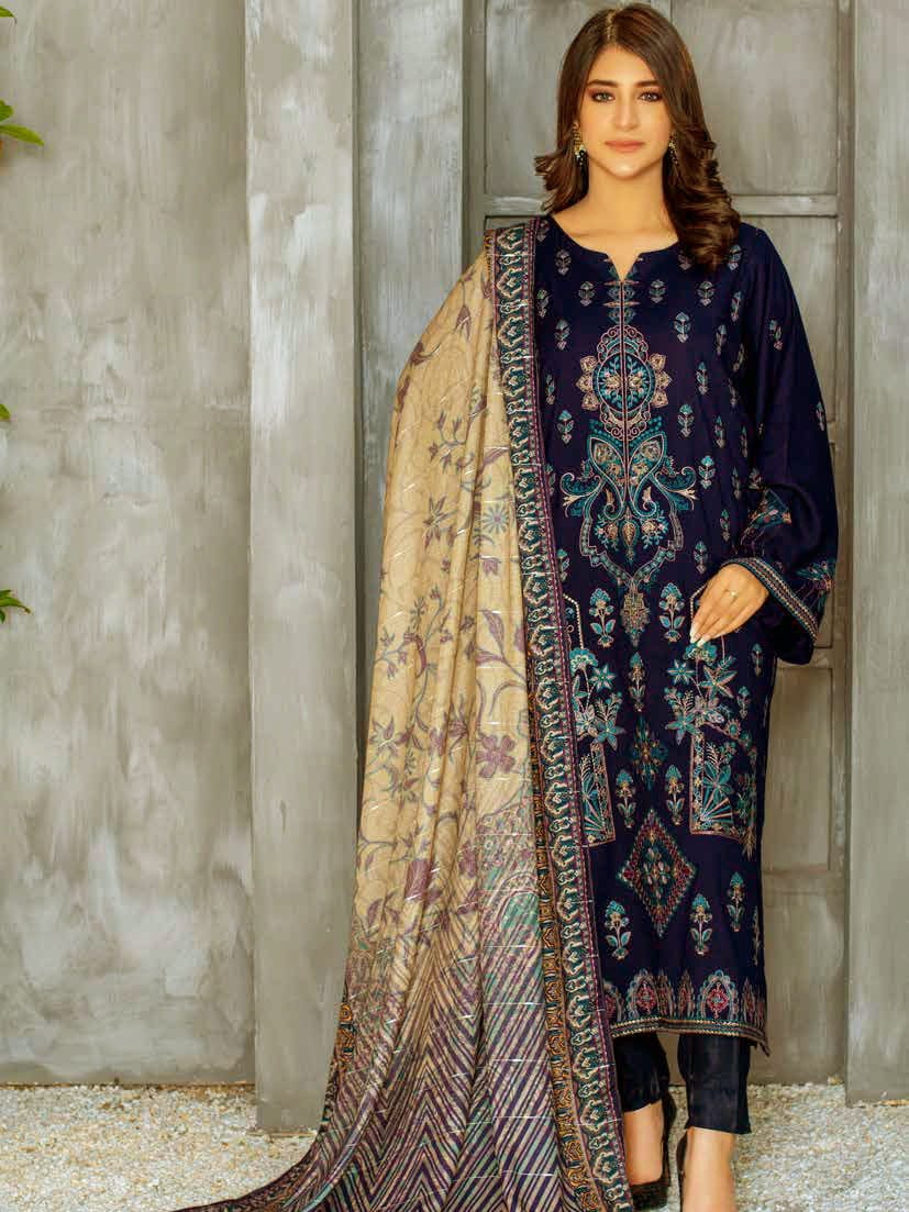 Path Jhar by Sidra Aleem Unstitched Dhanak Embroidered 3Pc Suit SA-004