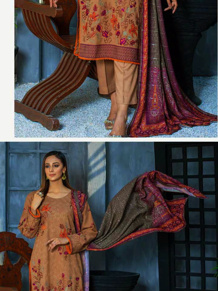 Path Jhar by Sidra Aleem Unstitched Dhanak Embroidered 3Pc Suit SA-009