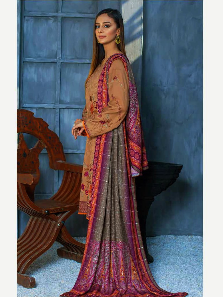 Path Jhar by Sidra Aleem Unstitched Dhanak Embroidered 3Pc Suit SA-009