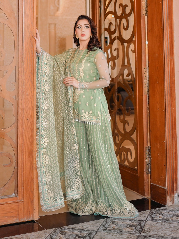 LYLA Raqs e Bismil Luxury Formal Unstitched Embroidered Net Suit D-05