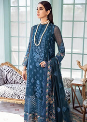 Afrozeh La Fuchsia Luxury Chiffon Unstitched 3 Piece Suit D-07 Sangria - FaisalFabrics.pk