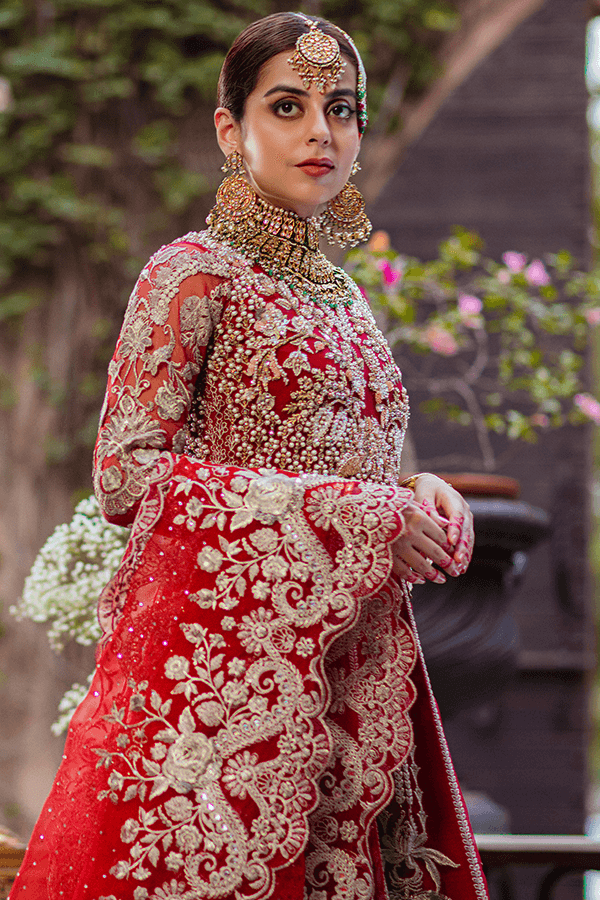 Serene Premium Embroidered Eclatant Luxe Brides 3Pc Suit SB-08 CRIMSON - FaisalFabrics.pk