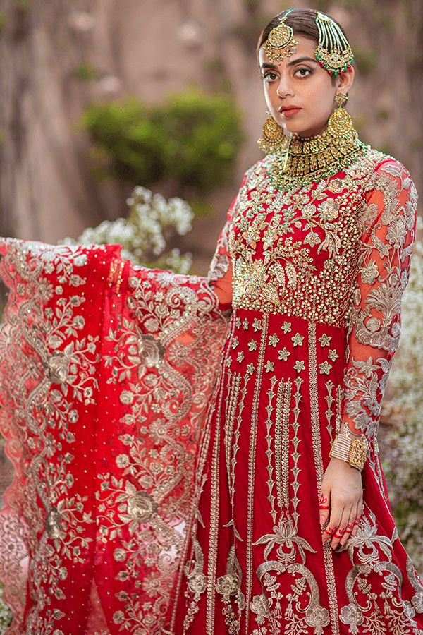 Serene Premium Embroidered Eclatant Luxe Brides 3Pc Suit SB-08 CRIMSON - FaisalFabrics.pk