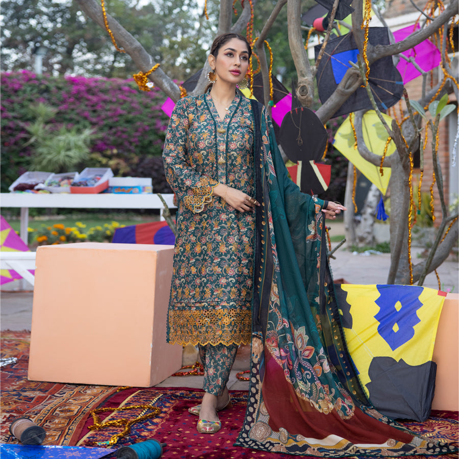 Regalia Salina Embroidered Chikankari Unstitched 3 Piece Suit SCK-11
