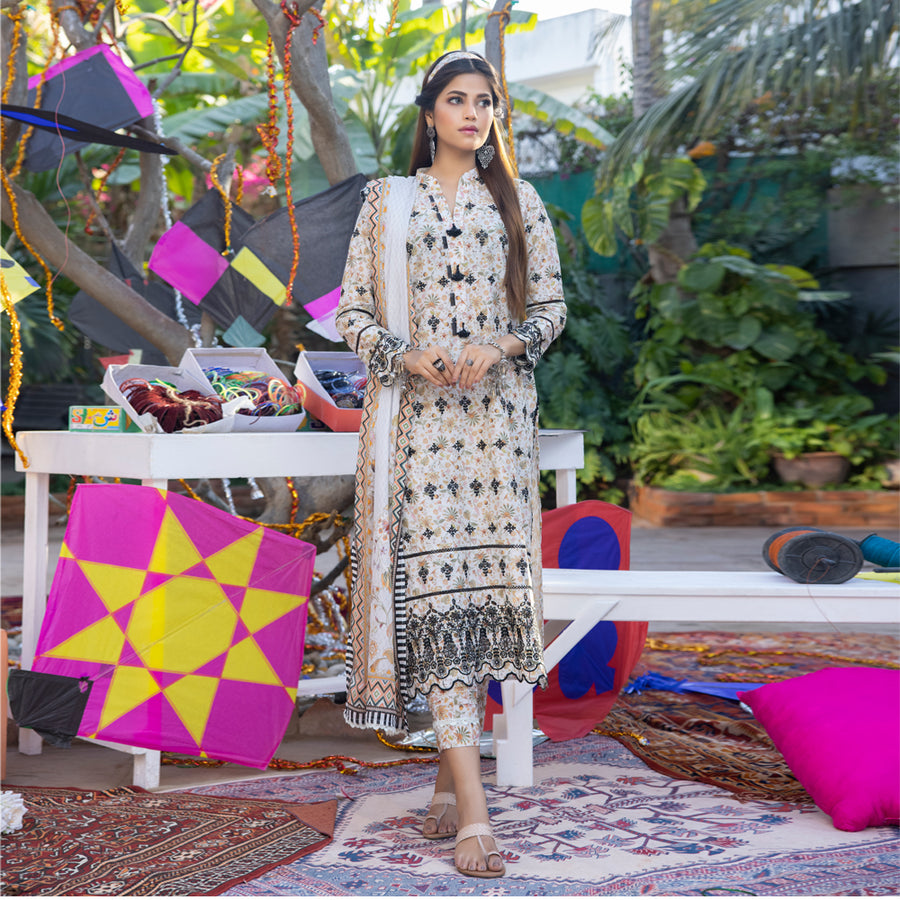 Regalia Salina Embroidered Chikankari Unstitched 3 Piece Suit SCK-06
