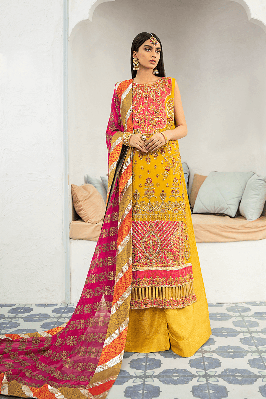 Shamrock Luxury Collection'21 3Pc Unstitched Suit SG-03 Burning Sunset - FaisalFabrics.pk