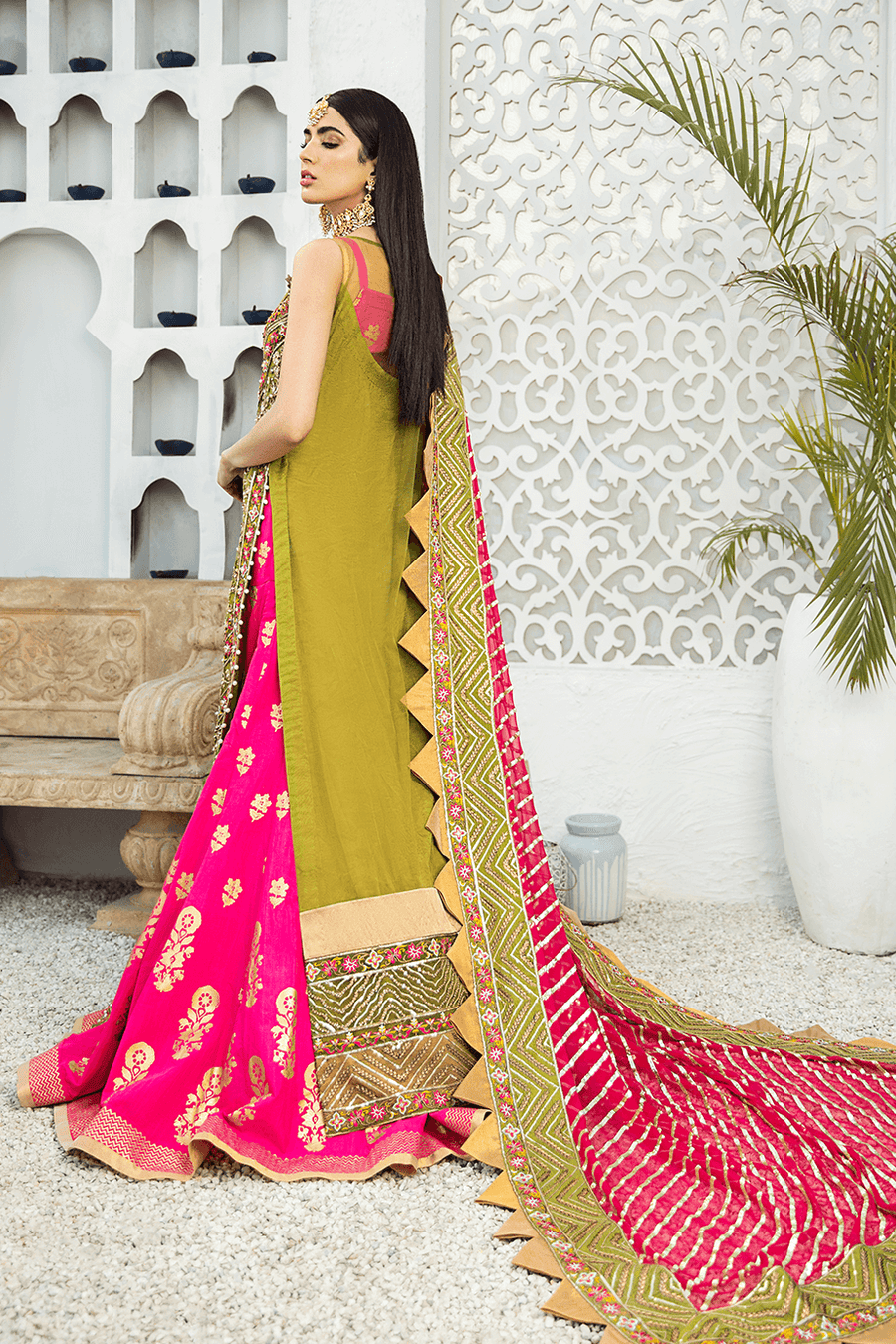 Shamrock Luxury Collection'21 3Pc Unstitched Suit SG-04 Olive Stretch - FaisalFabrics.pk
