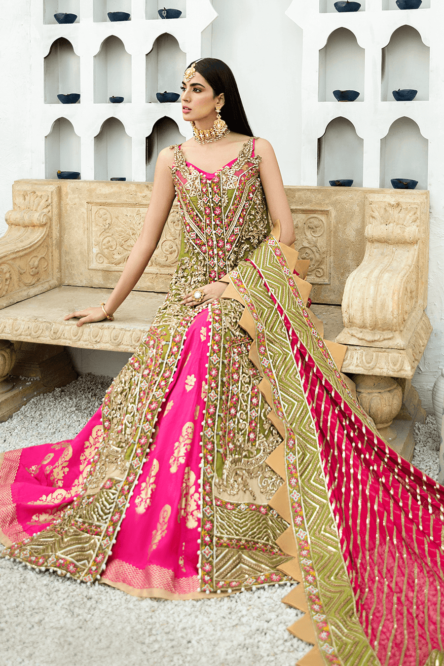 Shamrock Luxury Collection'21 3Pc Unstitched Suit SG-04 Olive Stretch - FaisalFabrics.pk