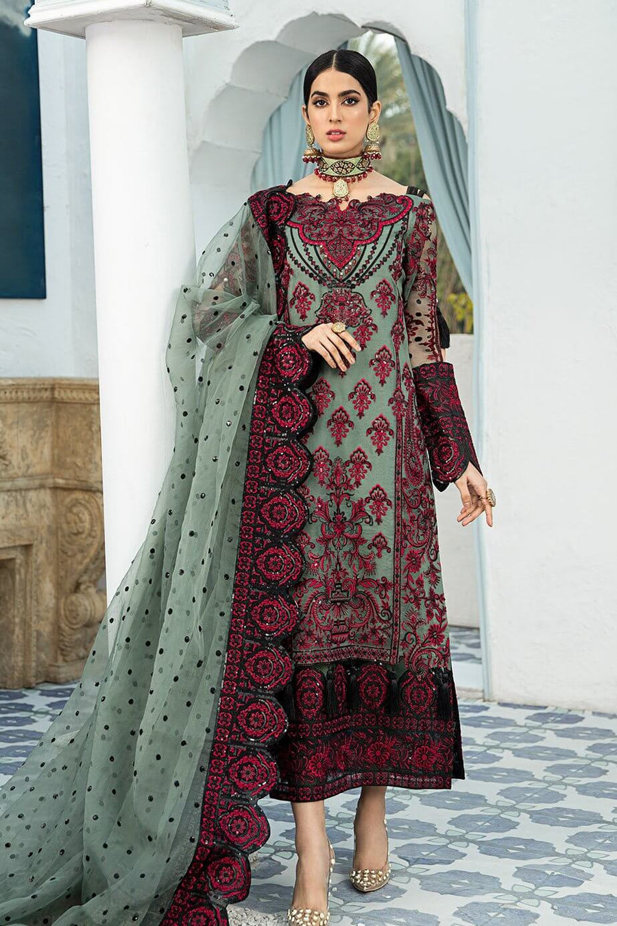 Shamrock Luxury Collection'21 3Pc Unstitched Suit SG-07 Terrarium Galore - FaisalFabrics.pk