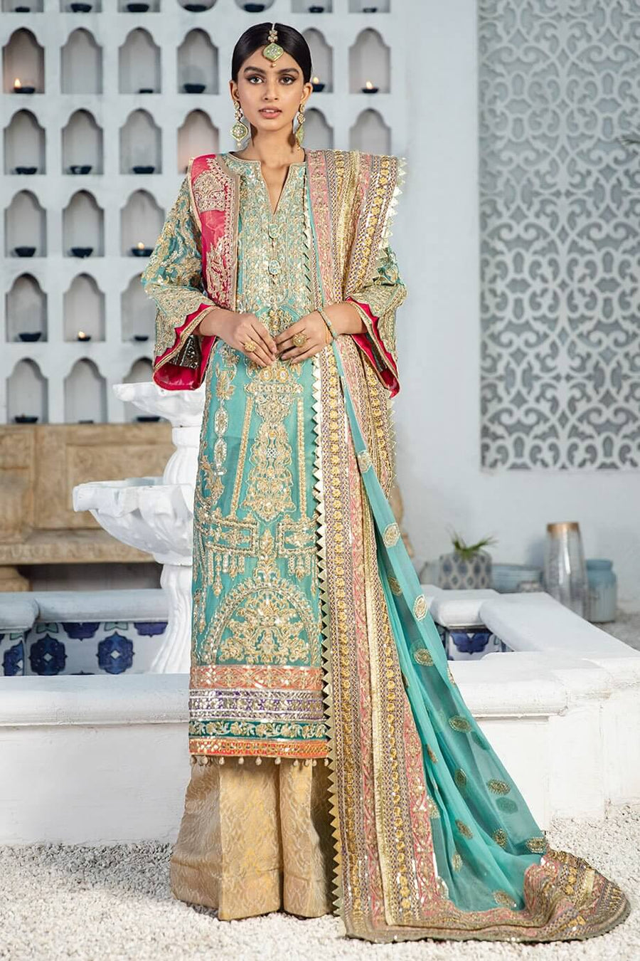 Shamrock Luxury Collection'21 3Pc Unstitched Suit SG-10 Splendid Splatter - FaisalFabrics.pk
