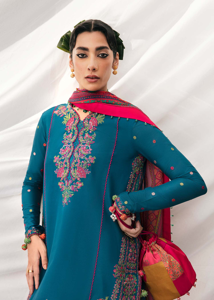 Hussain Rehar Mausam Eid Lawn Unstitched Embroidered 3Pc Suit - SHAB