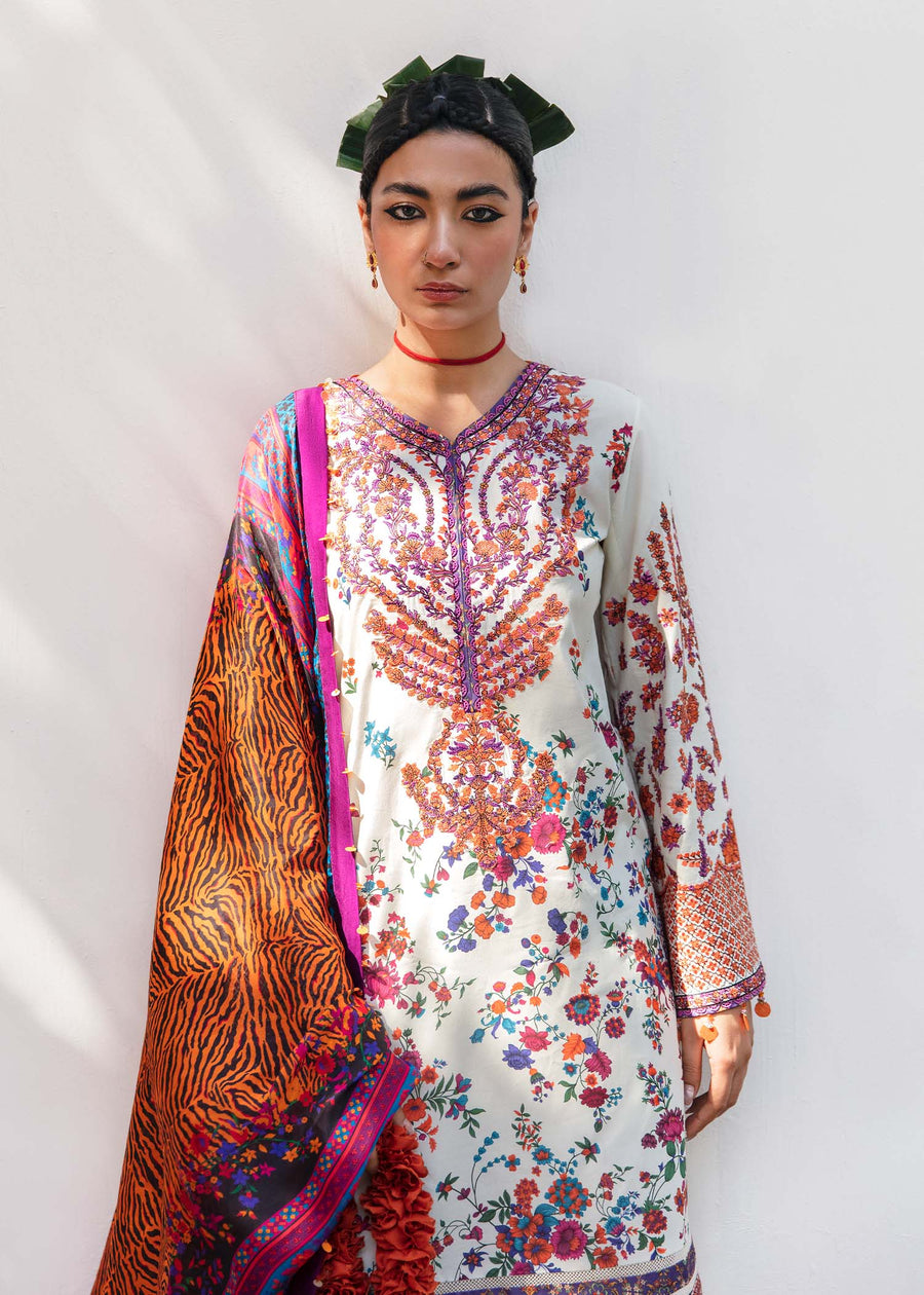 Hussain Rehar Mausam Eid Lawn Unstitched Embroidered 3Pc Suit - SHAFAF
