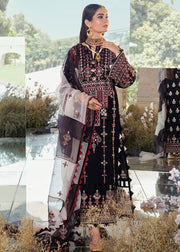 Afrozeh Luxury Lawn Unstitched 3 Piece Embroidered Suit D-01 Smokey Oynx - FaisalFabrics.pk