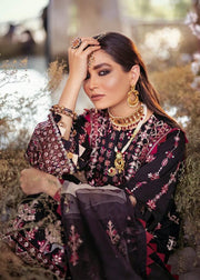 Afrozeh Luxury Lawn Unstitched 3 Piece Embroidered Suit D-01 Smokey Oynx - FaisalFabrics.pk