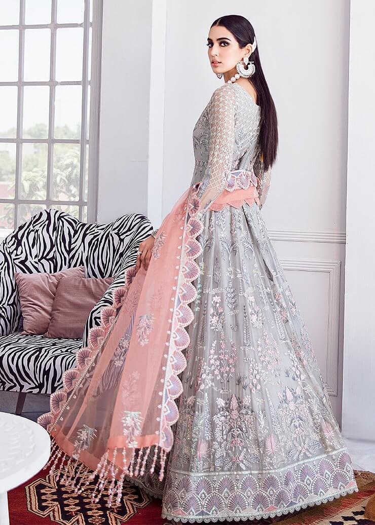Afrozeh La Fuchsia Luxury Chiffon Unstitched 3 Piece Suit D-08 Snow Glass - FaisalFabrics.pk