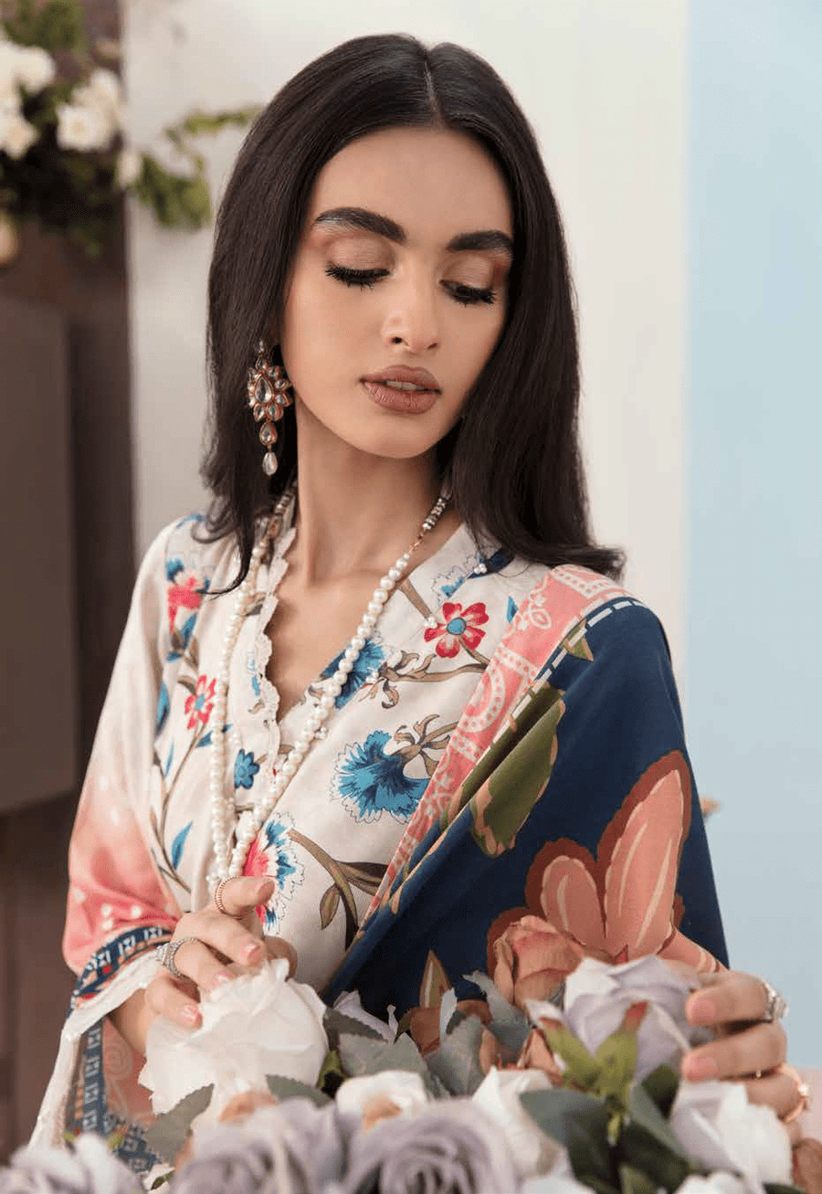 NUREH Signature Unstitched Printed Linen 3Pc Suit SP-19