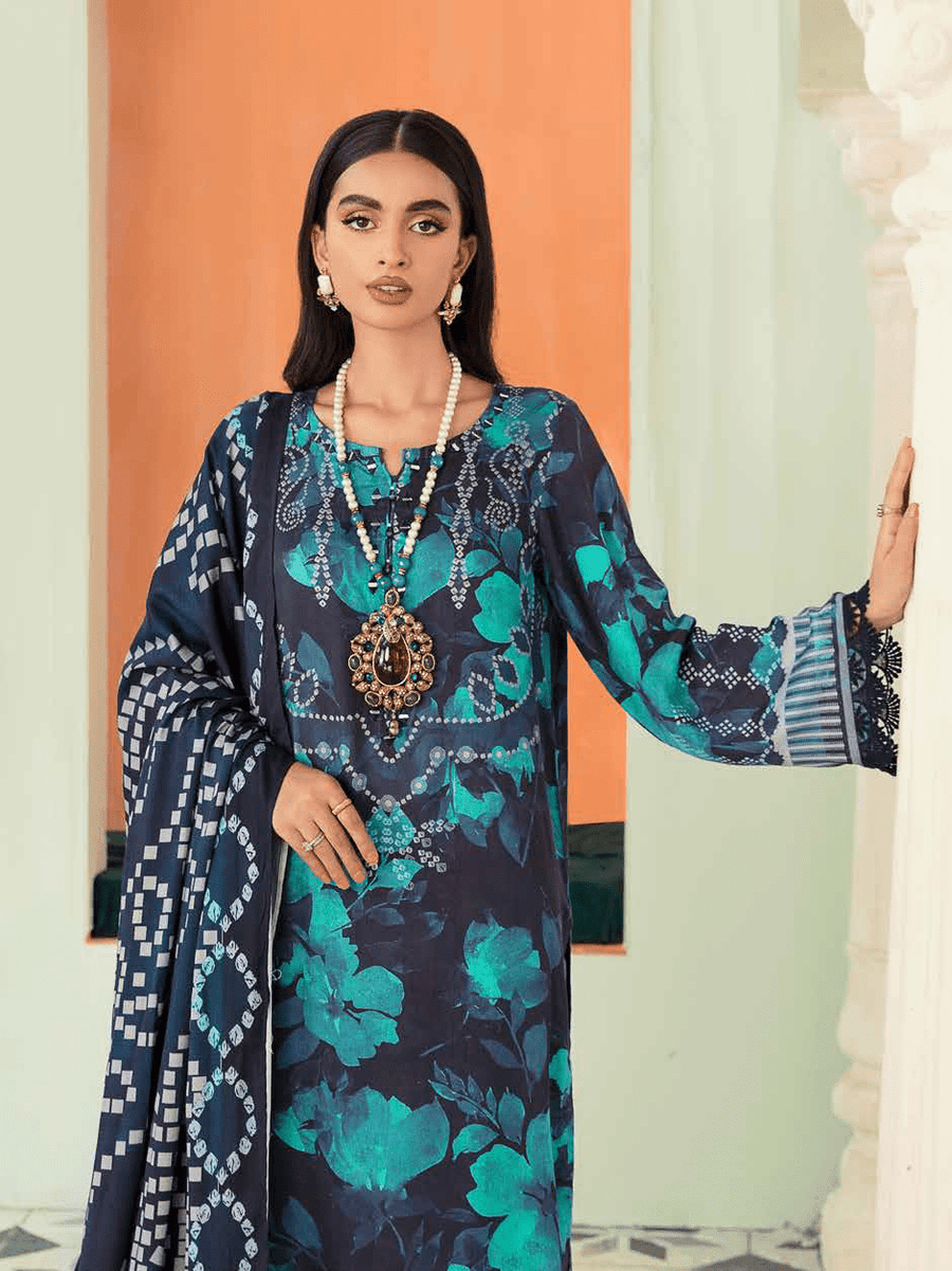 NUREH Signature Unstitched Printed Linen 3Pc Suit SP-20